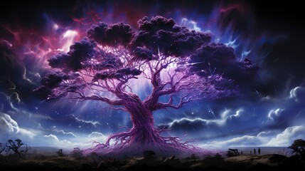 Wall Mural - a purple tree with huge purple cloud covering it