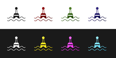 Wall Mural - Set Floating buoy on the sea icon isolated on black and white background. Vector