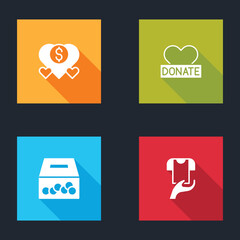 Sticker - Set Donation and charity, , and Clothes donation icon. Vector