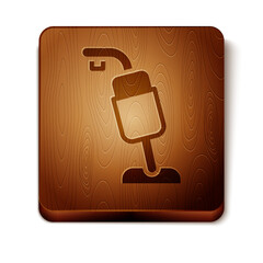 Wall Mural - Brown Vacuum cleaner icon isolated on white background. Wooden square button. Vector