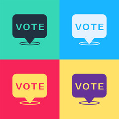 Poster - Pop art Vote icon isolated on color background. Vector