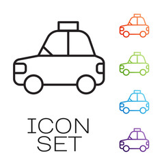 Poster - Black line Pet car taxi icon isolated on white background. Set icons colorful. Vector