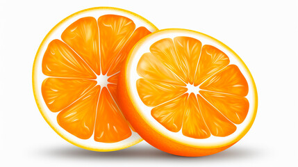 Wall Mural - two orange halves cut in half on a white background