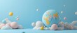 3D Render globe earth pastel color in plastic cartoon style illustration. AI generated