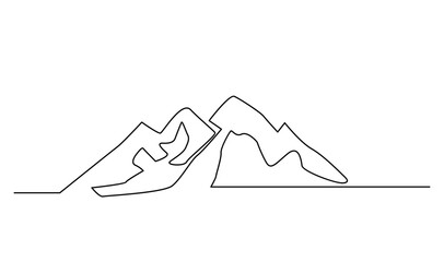 Wall Mural - One continuous line drawing of mountain range landscape template