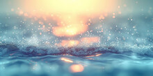 A Close Up Of Blue Water And Sun With Bokeh Light On Blur Background