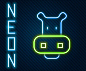 Wall Mural - Glowing neon line Hippo or Hippopotamus icon isolated on black background. Animal symbol. Colorful outline concept. Vector