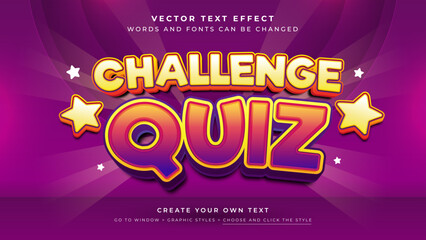 Wall Mural - vector editable 3d yellow purple text effect. quiz trivia graphic style on purple background