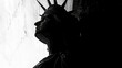 USA, statue of liberty detail in black and white, copy space