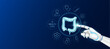 © Adisak - Innovative technology in health care futuristic. Doctor robot cyborg finger touching intestine with medical icons. Human organ virtual interface. Ads banner empty space for text. Vector.