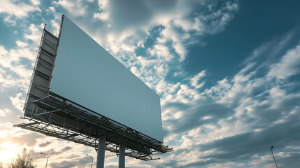 Wall Mural - Blank street billboard mockup, sky on the background