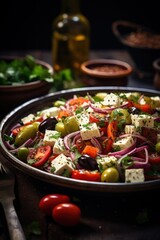 Wall Mural - Greek Salad with Kalamata Olives and Feta. Best For Banner, Flyer, and Poster