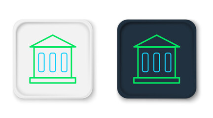 Poster - Line Bank building icon isolated on white background. Colorful outline concept. Vector