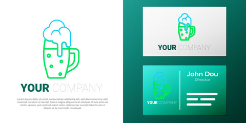 Sticker - Line Glass of beer icon isolated on white background. Colorful outline concept. Vector