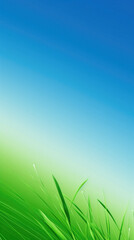 green grass on blue sky background with copy space for your text.