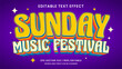 © hiznysyahril - Sunday festival editable text effect vintage and retro 70s style