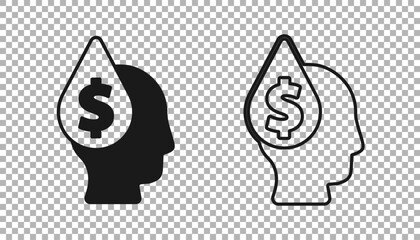 Wall Mural - Black Oil drop with dollar symbol icon isolated on transparent background. Oil price. Oil and petroleum industry. Vector