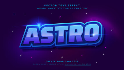 Wall Mural - vector editable 3d blue space text effect. futuristic blue graphic style on nebula background
