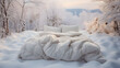 white bed in snow
