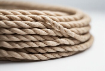 String rope isolated on white background texture top view