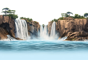 Wall Mural - Waterfall Horizon Isolated on Transparent Background
