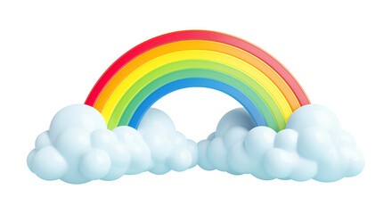 Wall Mural - Rainbow with Clouds 3D Style Isolated on Transparent Background
