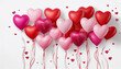 © netsay - Valentine's day background with red and pink hearts like balloons on pink background, flat lay