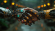 © Pathompong Thongsan - Hands of robot and robot touching on big data network connection, Data exchange, deep learning, Science and artificial intelligence technology, innovation of futuristic.