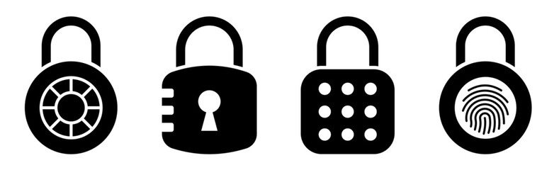 Canvas Print - Lock icon collection. Different locks icon. Combination lock or padlock. Flat security symbol. Vector illustration.