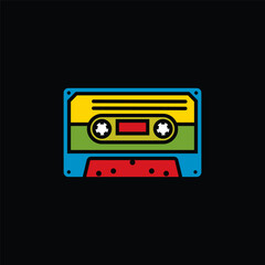 Original vector illustration. The contour icon of a retro audio cassette.