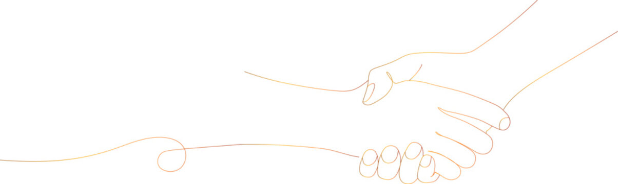 shaking hands, agreement, introduction banner hand drawn with single line
