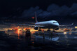 Flugzeug am Flughafen bei Nacht
