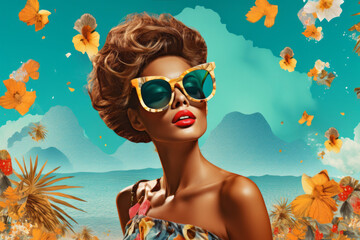 Wall Mural - Beautiful young woman in stylish sunglasses. Summer vacation concept