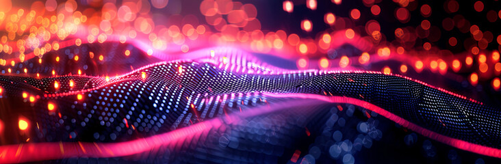 Abstract concept art of technological waves of innovation wide format.