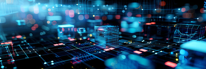 Abstract concept art of technological waves of innovation wide format.