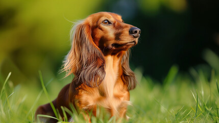 Wall Mural - Llong-haired dachshund male dog