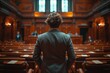 © Ai-Pixel - The prosecutor turned his back to the camera, in the background was a courtroom.