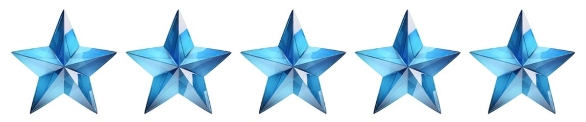 Wall Mural - Five blue stars for product rating reviews for websites and mobile applications, cut out