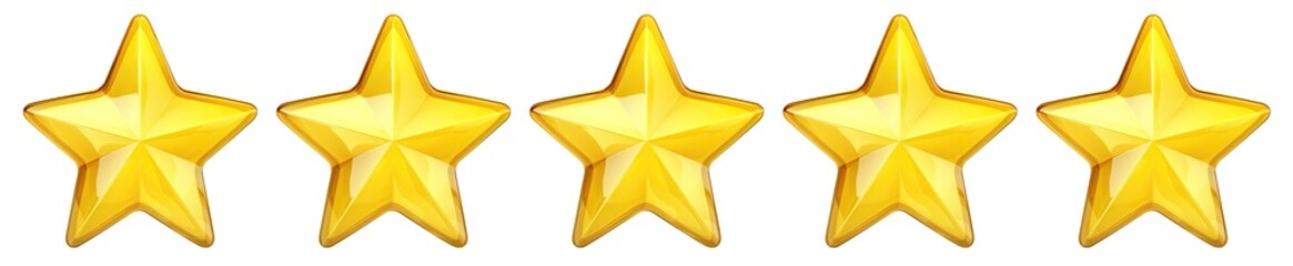 Wall Mural - five golden stars for product rating reviews for websites and mobile applications, cut out