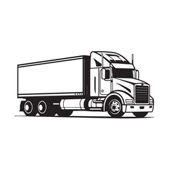 Tractor trailer in cartoon, doodle style . Image for t shirt. Isolated 2d vector illustration in logo, icon, sketch style, Eps 10, black and white. AI Generative