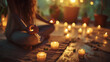 Burning candles at yoga session