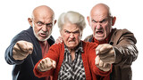 Fototapeta  - Group of elderly individuals standing with angry faces, showcasing their collective dissatisfaction, cut out