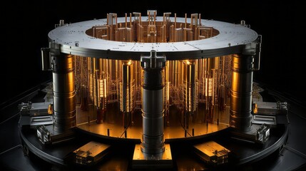 A nuclear reactor core with fuel rods in place