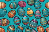 Fototapeta Uliczki - Colorful Easter eggs, symbolizing spring and festive celebrations. Spring Easter composition. Happy Easter. Easter concept, culture, image is painted watercolor, expeditions, postcard