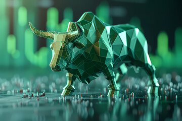 a green stock chart with Powerful bull market