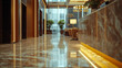 Corridor of a high standards hotel hall with marmor floors and walls