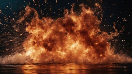 Wall Mural - fireworks over water A collision of fire and water, creating a stunning display of sparks and steam 