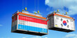 Shipping containers with flags of Luxembourg and South Korea - 3D illustration