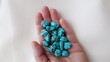 Turquoise, stones of blue, turquoise color. Natural stones. Jewelry precious opaque stones.