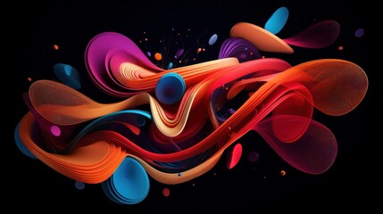 Wall Mural - Colorful motion graphics of abstract shapes pulsating and morphing, evoking a sense of audio-driven visuals
